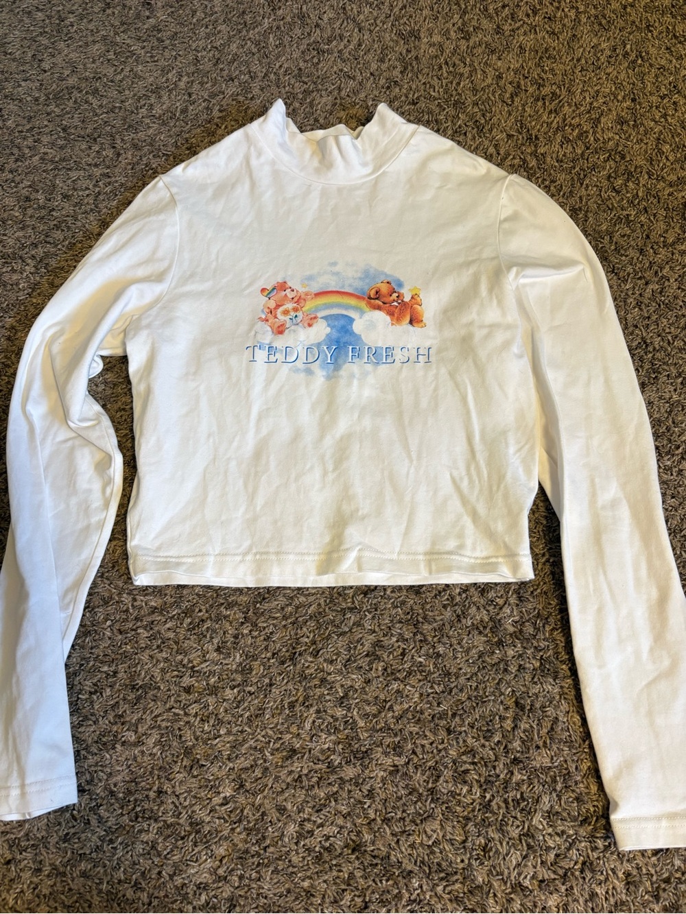 Teddy Fresh White Long-Sleeve Rainbow Care Bears Crop Top